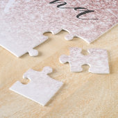 ピンクモダンのグリッター&花の名前の輝き ジグソーパズル (側面)