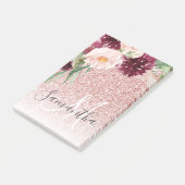ピンクモダンのグリッター&花の名前の輝き ポストイット (アングル)