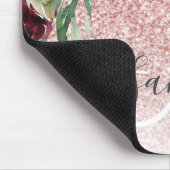 ピンクモダンのグリッター&花の名前の輝き マウスパッド (コーナー)