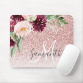 ピンクモダンのグリッター&花の名前の輝き マウスパッド (マウス)