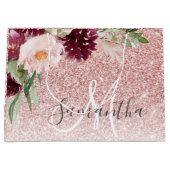 ピンクモダンのグリッター&花の名前の輝き ラージペーパーバッグ (正面)