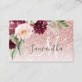 ピンクモダンのグリッター&花の名前の輝き 名刺 (正面)