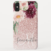 ピンクモダンのグリッター&花の名前の輝き Case-Mate iPhoneケース (裏面)