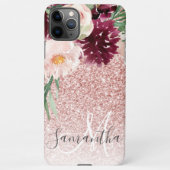 ピンクモダンのグリッター&花の名前の輝き iPhoneケース (裏面)