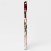 ピンクモダンのグリッター&花の名前の輝き iPhoneケース (右側)