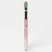 ピンクモダンのグリッター&花の名前の輝き iPhoneケース (左側)