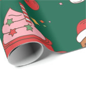 ピンクモダンのグルービークリスマス ラッピングペーパー (ロールコーナー)