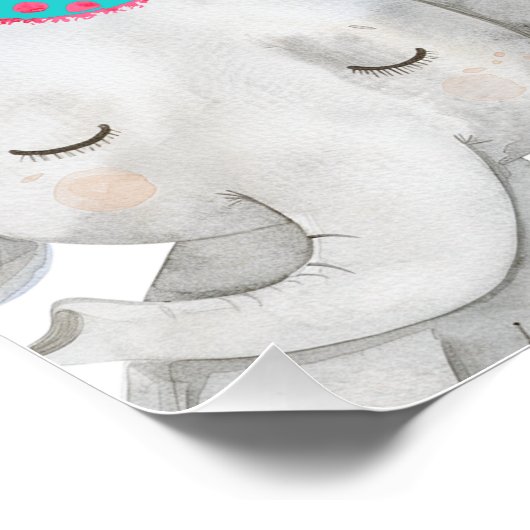 ピンクモダンのサファリパーティー動物誕生日歓迎 ポスター (コーナー)