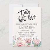 ピンクモダンのサボタコスの恋カップルのシャワー 招待状 (正面)