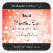 ピンクモダンのサンゴグリッター製品の包装ラベル スクエアシール (正面)