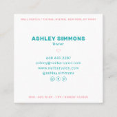 ピンクモダンのサンゴネイルサロンミニマル真似主義者 スクエア名刺 (裏面)