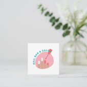 ピンクモダンのサンゴネイルサロンミニマル真似主義者 スクエア名刺 (スタンド正面)