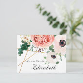 ピンクモダンのサンゴフローラ植物体ありがとう ポストカード (スタンド正面)