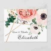 ピンクモダンのサンゴフローラ植物体ありがとう ポストカード (正面)