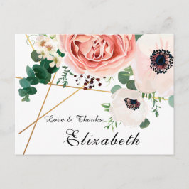 ピンクモダンのサンゴフローラ植物体ありがとう ポストカード