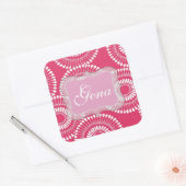 ピンクモダンのシパーソナライズされたッカー スクエアシール (封筒)