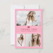 ピンクモダンのシンプルタイポグラフィ4 Photo Gradation サンキューカード (正面)