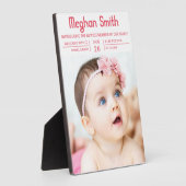 ピンクモダンのシンプル写真誕生のお知らせ フォトプラーク (側面)