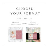 ピンクモダンのスクリプトのクロスガール写真バプテスマ 招待状