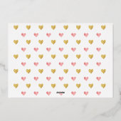 ピンクモダンのスクリプトシックハート白黒写真 箔シーズンカード (裏面)