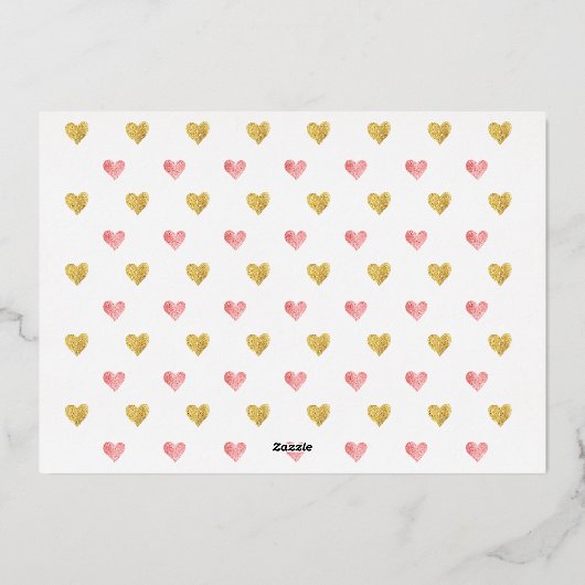 ピンクモダンのスクリプトシックハート白黒写真 箔シーズンカード (裏面)