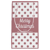 ピンクモダンのスクリプトメリークリスマス スモールペーパーバッグ (正面)