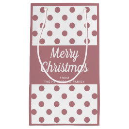 ピンクモダンのスクリプトメリークリスマス スモールペーパーバッグ