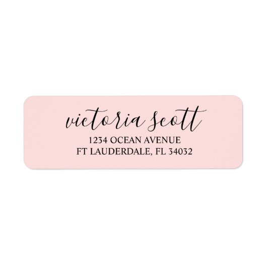 ピンクモダンのスクリプト差出人住所ラベル ラベル (正面)