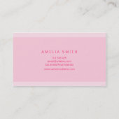 ピンクモダンのストライプブラシスクリプトのヘアサロン 名刺 (裏面)