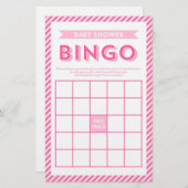 ピンクモダンのストライプ赤ちゃんシャワーBingoゲーム 便箋 (正面/裏面)