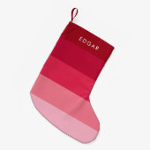 ピンクモダンのストライプ スモールクリスマスストッキング (正面 (吊り時))