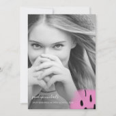 ピンクモダンのスプラッシュ1枚の写真卒業パーティー 招待状 (正面)