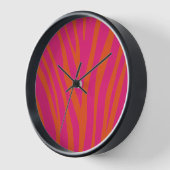 ピンクモダンのゼブラ皮カラフルユニーク 壁時計 (傾斜)