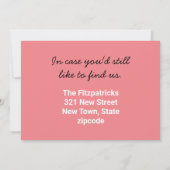 ピンクモダンのタイポグラフィの動きの発表 カード (裏面)