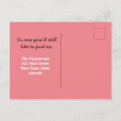 ピンクモダンのタイポグラフィの動きの発表 ポストカード (裏面)