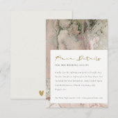 ピンクモダンのダスキーバラ金ゴールドアゲ結婚ート詳細 エンクロージャーカード (正面/裏面)