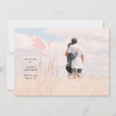 ピンクモダンのチューリップの結婚式の日付を保存 招待状 (正面)