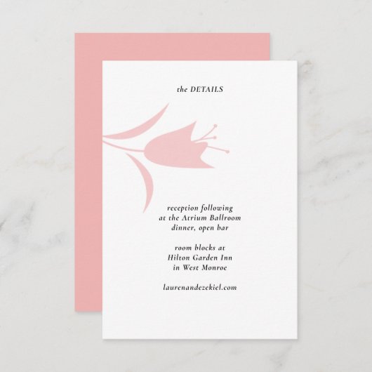 ピンクモダンのチューリ結婚ップ エンクロージャーカード (正面/裏面)