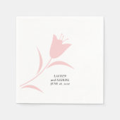 ピンクモダンのチューリ結婚ップ スタンダードカクテルナプキン (正面)