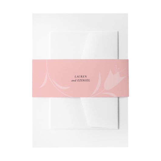 ピンクモダンのチューリ結婚ップ 招待状ベリーバンド (正面例)