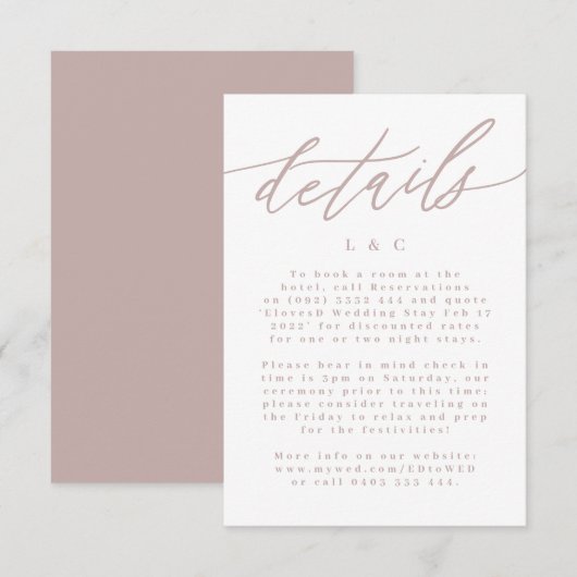 ピンクモダンのトペ書結婚道の詳細 出欠カード (正面/裏面)