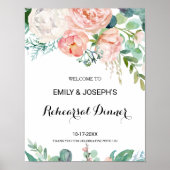 ピンクモダンのトロピカルリハーサルディナーウェルカム ポスター (正面)