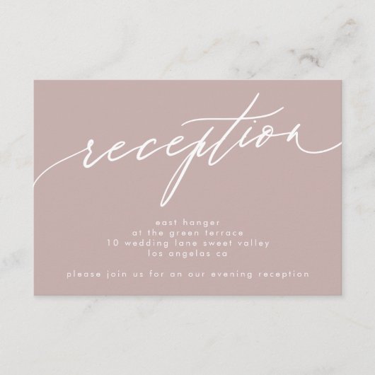 ピンクモダンのトープ書道結婚式 招待状 (正面)