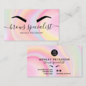 ピンクモダンのニジョウユニコーン大理石の眉 名刺 (正面/裏面)