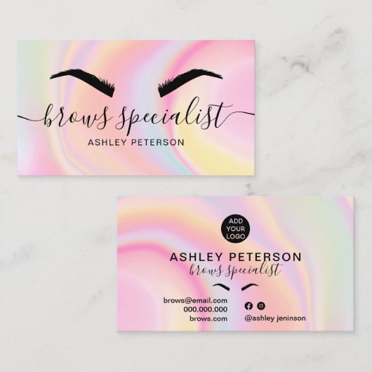 ピンクモダンのニジョウユニコーン大理石の眉 名刺 (正面/裏面)