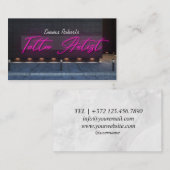 ピンクモダンのネオン&スモークのタトゥーアーティスト 名刺 (正面/裏面)