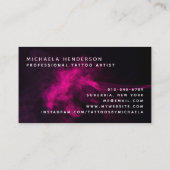 ピンクモダンのネオン&スモークのタトゥーアーティスト 名刺 (裏面)