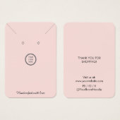 ピンクモダンのネックレスミニマルイヤリングディスプレイカード (正面&裏面)