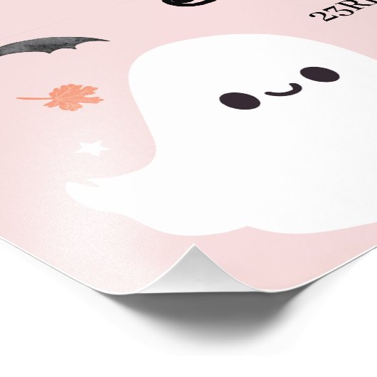 ピンクモダンのハロウィーン歓迎ベビーシャワーサイン フォトプリント (角)