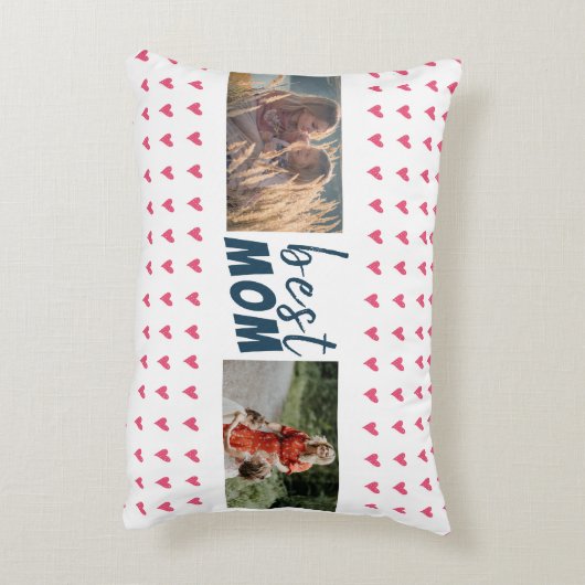 ピンクモダンのハートパター最高のンフレンド2 Photo アクセントクッション (裏面(縦))